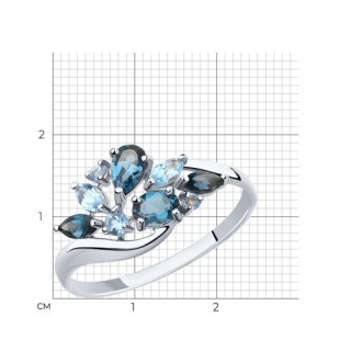 Кольцо золотое с топазом «Ледяной цветок» Соколов (арт.715443-3)