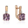 Серьги золотые с аметистом и фианитом «New Colour Shine» Estet (арт.01С3115437-2)