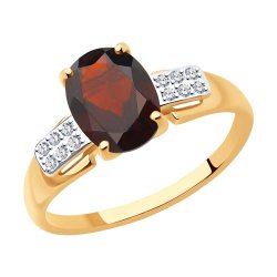 Кольцо золотое пробы 585 с гранатом (Арт.715062)