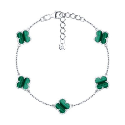 Браслет из серебра с малахитами (Арт.83050056)