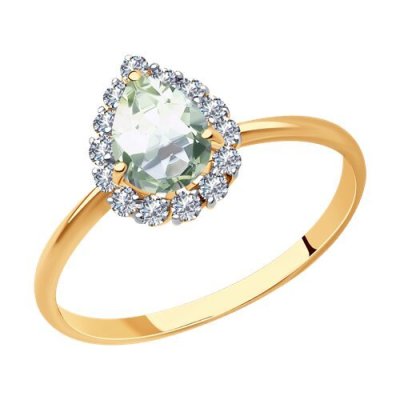Кольцо золотое пробы 585 с празиолитом (Арт.716789)