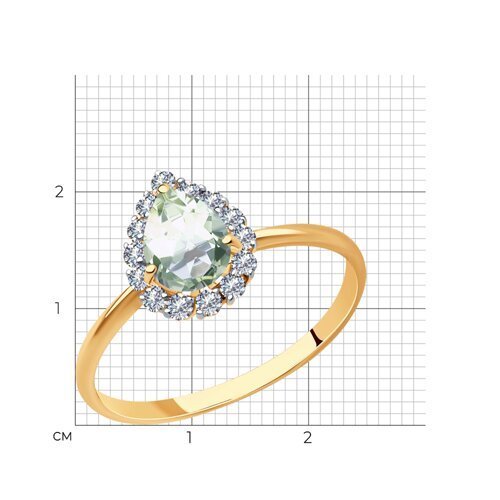 Кольцо золотое пробы 585 с празиолитом (Арт.716789)