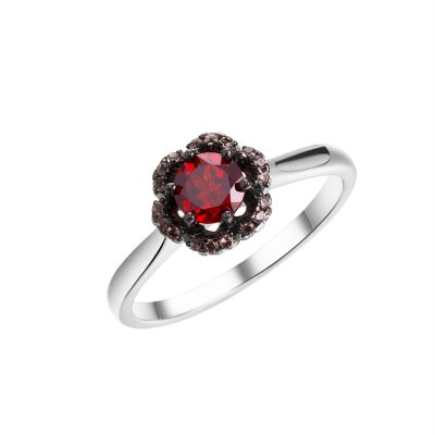 Кольцо из серебра с гранатом (Арт.cz-r00919-x-wb-pg-x-br)