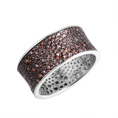 Кольцо с фианитами «Brown Shine» серебро 925 Fresh Jewelry (арт.MP-R01533-X-WB-X-X-DB)
