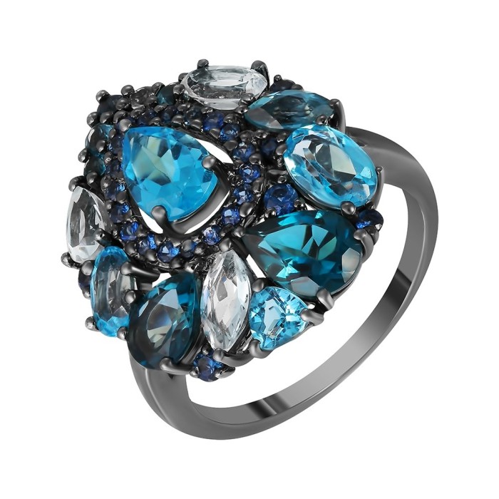 Кольцо из белого золота с сапфирами «Океан Иллюзий» Myjewels (арт.AAS_R3184_SA_MC_WG)