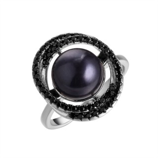Кольцо серебряное с жемчугом и шпинелью «Nautilus Night» Fresh Jewelry (арт.PI-R00785-X-WB-PNB-X-B)