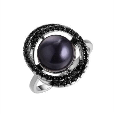 Кольцо из серебра с жемчугом и шпинелью (Арт.pi-r00785-x-wb-pnb-x-b)