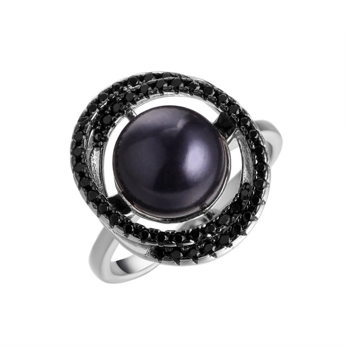Кольцо из серебра с жемчугом и шпинелью (Арт.pi-r00785-x-wb-pnb-x-b)