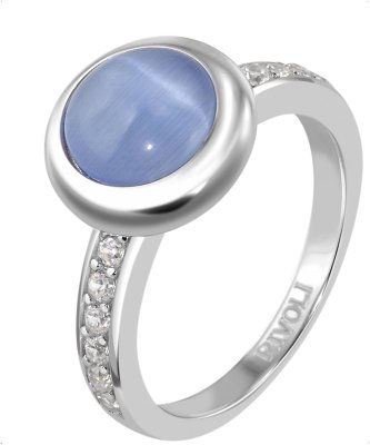 Кольцо из серебра с кошачим глазом и куб. цирконием (Арт.fgr-5-8-h-28-s)