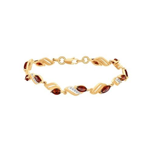 Браслет золотой с гранатом и фианитами «Алый Вихрь» Соколов (арт.750063)