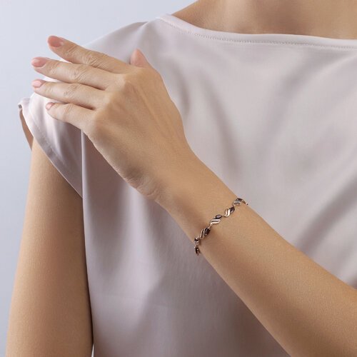 Браслет золотой с гранатом и фианитами «Алый Вихрь» Соколов (арт.750063)