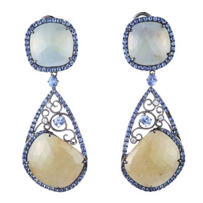 Серьги из золота с бриллиантом и корундом (Арт.e3346k_sr_sm_cr_blk)