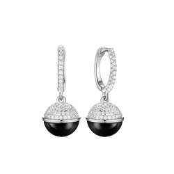 Серьги из серебра с керамикой и фианитом (Арт.tc-e02013-b-w-x-x-w)