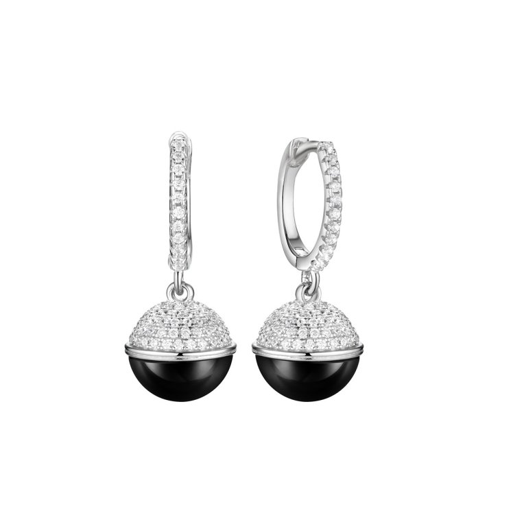 Серьги из серебра с керамикой и фианитом (Арт.tc-e02013-b-w-x-x-w)