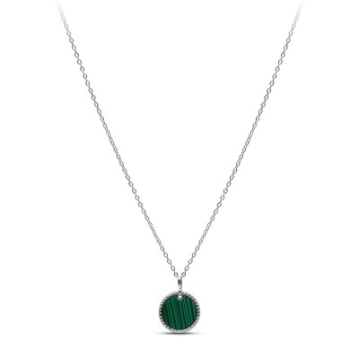 Ожерелье серебряное с малахитом «Крылья грёз» My-jewels (арт.2511)