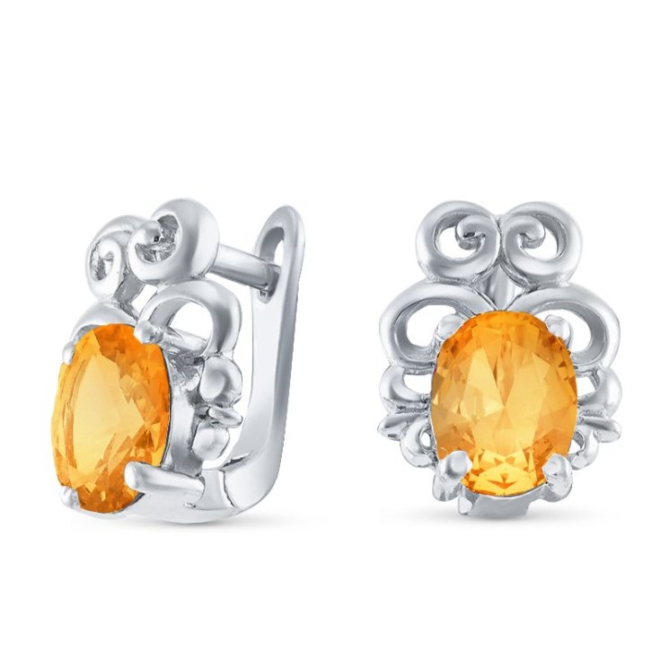 Серьги Серебряные крылья (Арт.22knys1727-155_citrin)