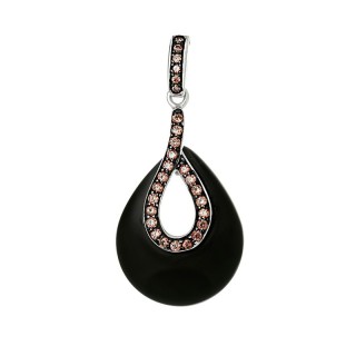 Кулон серебряный с керамикой и кубическим цирконием «Black Drop» Fresh Jewelry (арт.TM-P00144-B-WB-X-X-DB)