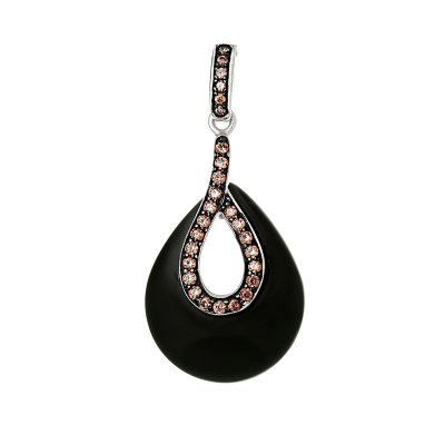 Кулон серебряный с керамикой и кубическим цирконием «Black Drop» Fresh Jewelry (арт.TM-P00144-B-WB-X-X-DB)