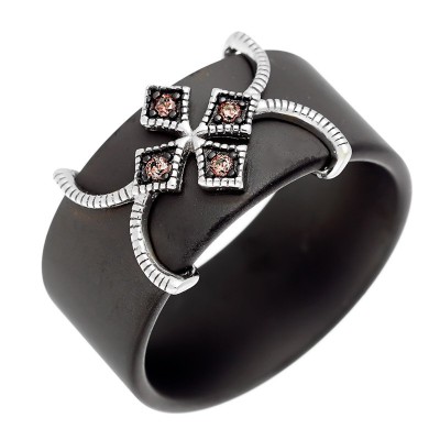 Кольцо с керамикой и фианитами «Ceramic Cross» Fresh Jewelry (арт.TM-R01248-B-WB-X-X-DB)