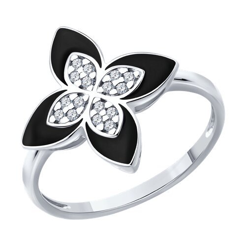 Кольцо из серебра с фианитами и эмалью (Арт.94014647)