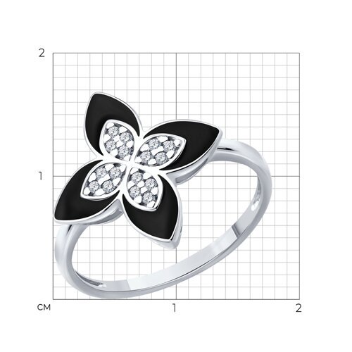 Кольцо из серебра с фианитами и эмалью (Арт.94014647)