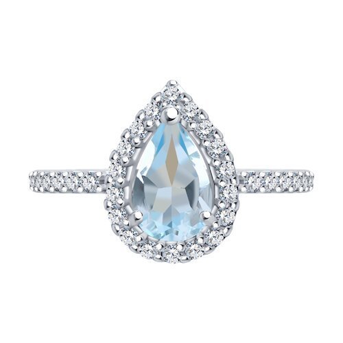 Кольцо из серебра с ситаллом и фианитами «Небесная капля» SOKOLOV (арт.92014336)