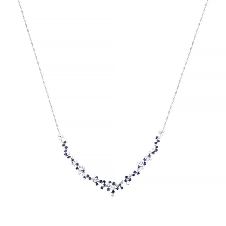 Ожерелье из белого золота с бриллиантом и сапфиром (Арт.n40047a-3001_kl_sa_wg)