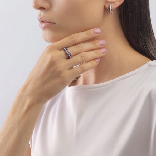 Кольцо из золота с бриллиантами и сапфирами (Арт.2011221)