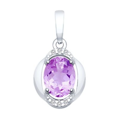Подвеска из серебра с аметистом и фианитами (Арт.92030467)