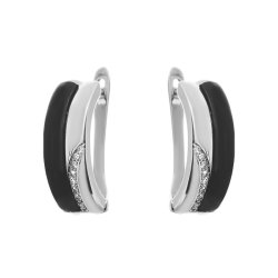 Серьги из серебра с керамикой и фианитом (Арт.tc-e00694-b-w-x-x-w)