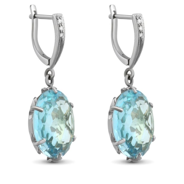 Серьги из золота с бриллиантом и топазом Русские Самоцветы (Арт.88055)