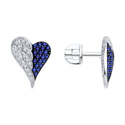 Серьги из белого золота с бриллиантами и сапфирами (Арт.2021325-3)