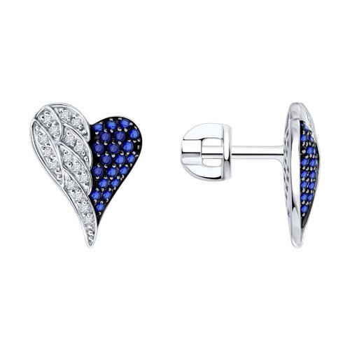 Серьги из белого золота с бриллиантами и сапфирами (Арт.2021325-3)