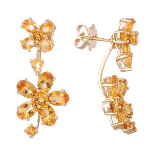 Серьги золотые с цитринами «Цветы солнца» MyJewels (арт.RE6956)