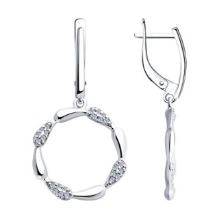 Серьги из серебра с фианитами «Круг сияния» Соколов (арт.94-121-02004-1)