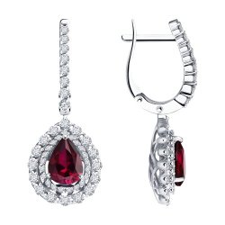 Серьги из белого золота с бриллиантами и рубинами (Арт.4020703-3)