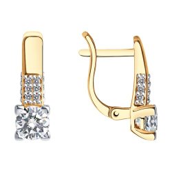 Серьги из золочёного серебра с фианитами (Арт.93022370)