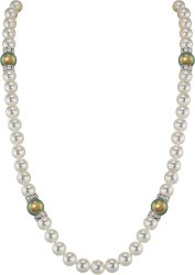 Ожерелье из серебра с жемчугом и кристаллом swarovski (Арт.102l-sr5-1-26)
