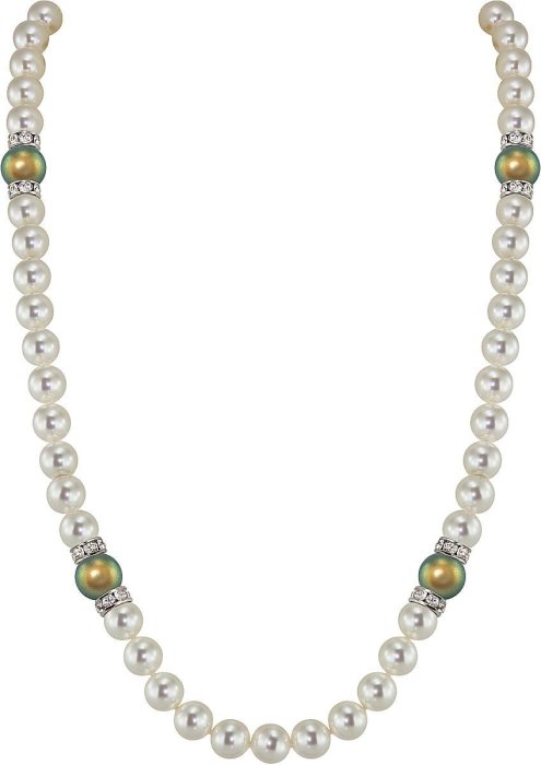 Ожерелье из серебра с жемчугом и куб. цирконием (Арт.102l-sr5-1-26)