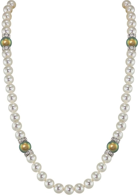 Ожерелье из серебра с жемчугом и кристаллом swarovski (Арт.102l-sr5-1-26)