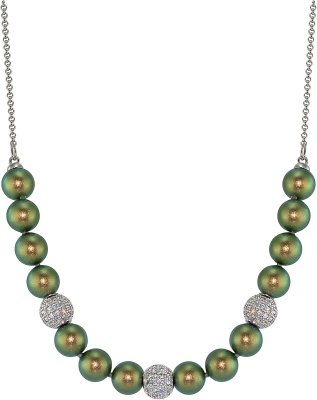 Ожерелье из серебра с жемчугом и куб. цирконием (Арт.213l-sk-26)