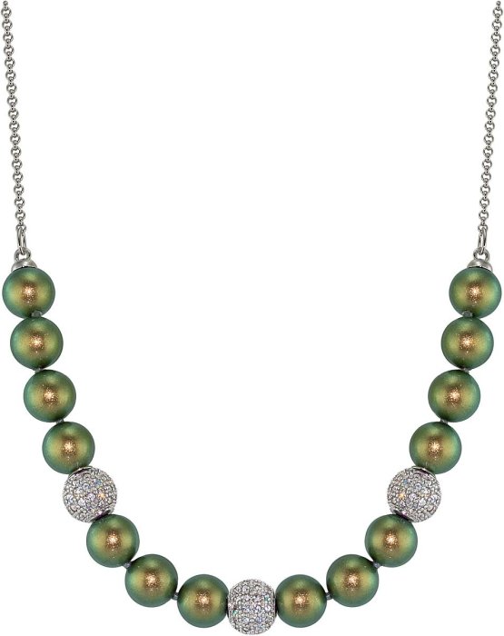 Ожерелье из серебра с жемчугом и куб. цирконием (Арт.213l-sk-26)