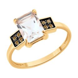 Кольцо золотое пробы 585 с горным хрусталем (Арт.51-310-02948-1)