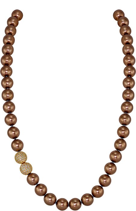 Ожерелье из серебра с жемчугом и куб. цирконием (Арт.5l-gk-9)