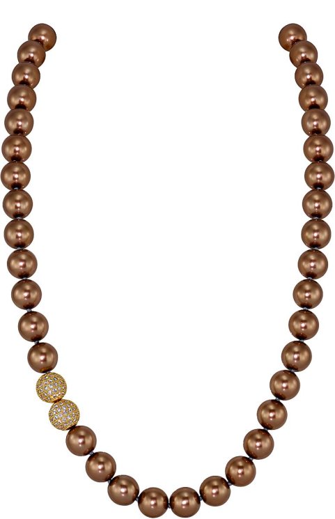 Ожерелье из серебра с жемчугом и кристаллом swarovski (Арт.5l-gk-9)