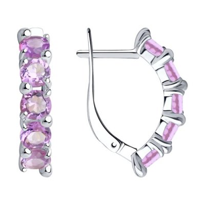 Серьги из серебра с аметистом «Лиловый Шарм» Соколов (арт.94-320-00346-3)