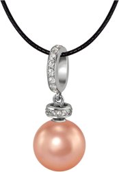Кулон из серебра с жемчугом и кристаллом swarovski (Арт.abp-2-10-14-s)