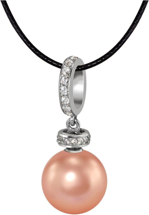 Кулон из серебра с жемчугом и кристаллом swarovski (Арт.abp-2-10-14-s)