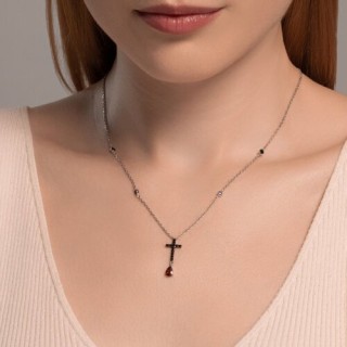 Колье из серебра с фианитами «Черный крест» Соколов (арт.94071003)