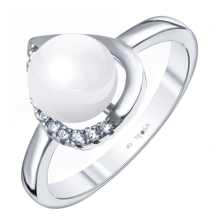 Серебряное кольцо с жемчугом культ. TEOSA BN-SA620-R